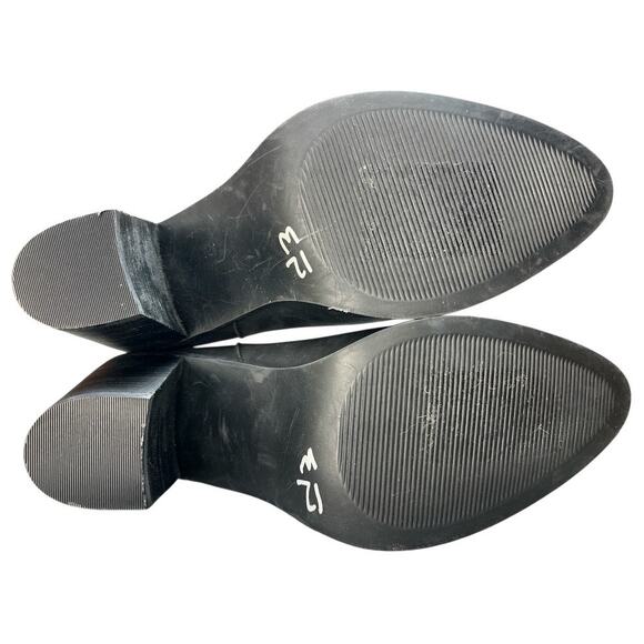 BP Leather Block Chunky Heel Ankle Boots Chelsea Zip Shoes Sz 10 Black Boho Moto - Picture 9 of 10